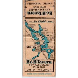 B&B Tavern Ray Barnstable John Flor Chetek WI Vintage Matchbook Cover SD4-Y5